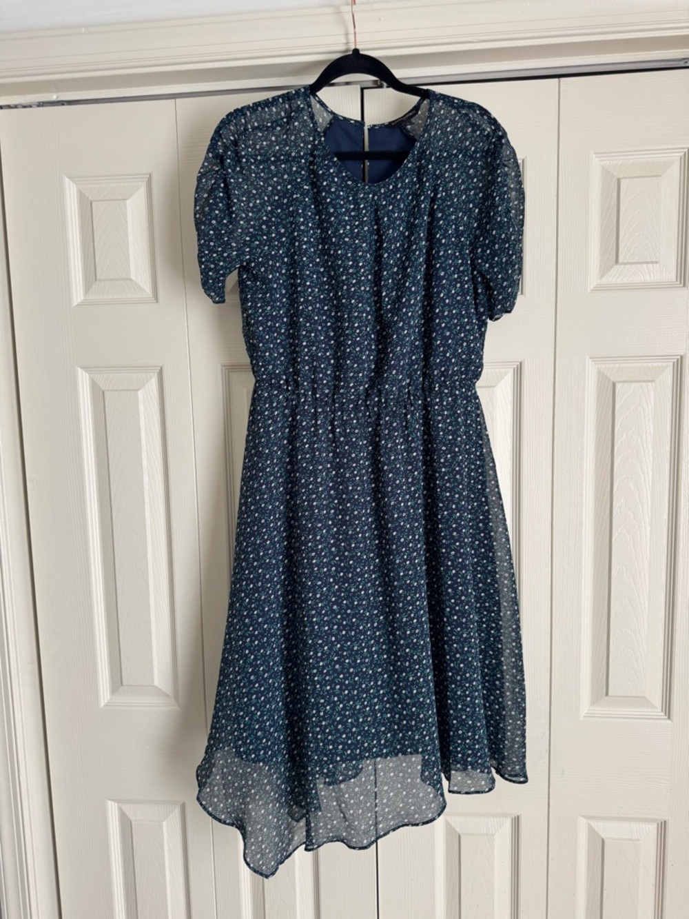 Banana Republic Navy Floral Chiffon Midi Dress Size 10